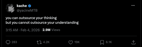 Tweet de kache sobre AI y entendimiento